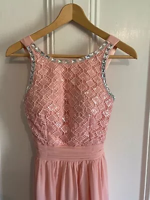 Quiz Baby Pink Maxi Dress Princess Line Ideal For Prom Or Wedding Size 8 • £6.99