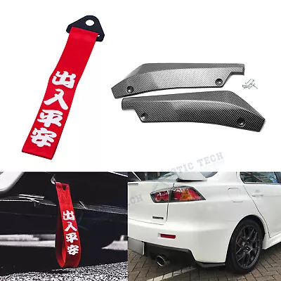 Set Rocker Canard Splitter+Chinese Slogan Towing Strap For Mitsubishi Lancer EVO • $35.94