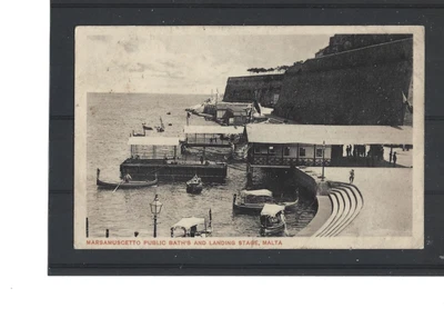 £10 • Buy Postcard : Malta Marsamuscetto, Public Baths And Ferry Landing Stage, Pu 1911