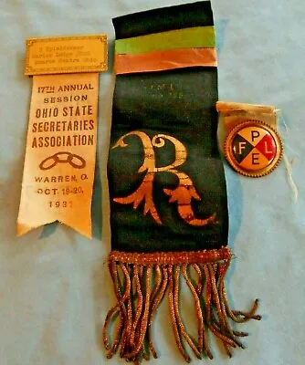 Vintage 1930's Knights Of Pythias & Masonic Lodge Medal And Ribbons Monroe Ohio  • $29.99