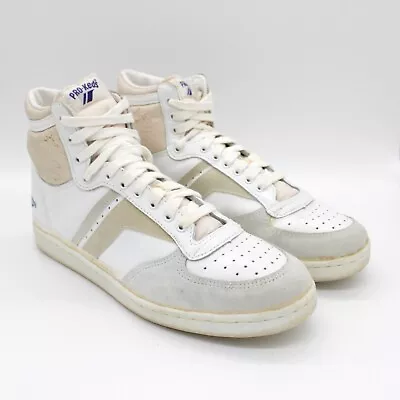 Vintage Pro Keds 11.5 White Leather Sky Hawk Hi-top Basketball Exc Cond • $225