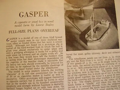 Original Vintage  Model Boat Plan 1963 Gasper • $12.62