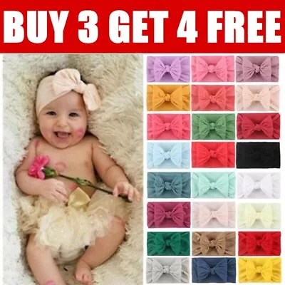 Baby Rabbit Headband Elastic Bowknot Hair Band Girls Bow-knot Newborn Bow Soft • £2.98