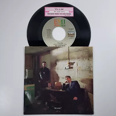 Pet Shop Boys  It's A Sin  45 Tested VG+ Picture Sleeve Jukebox Title Strip  • $11.81