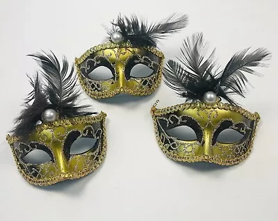 Lot 3 Miniature 3  Venetian Masquerade Mardi Gras MASKS Dolls Bears Decor EUC • $14.99