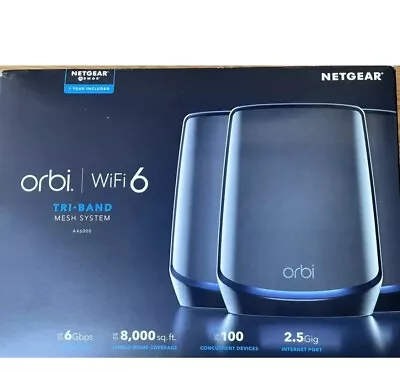 NEW NETGEAR Orbi AX6000 3 XTri-Band Mesh WiFi 6 System 3pack Black Wi-Fi 2.4GHz • $398.88