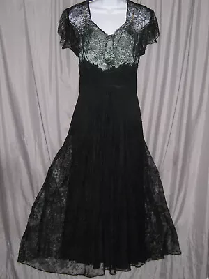 1920s-30s Black Lace Evening Dress • $35