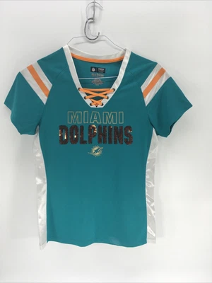$9.99 • Buy Miami Dolphins 1st & Fashion Sequined Shirt Womens M 