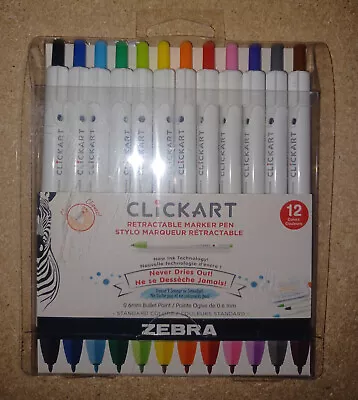 NEW Zebra Click Art Retractable Marker Pen Fine Point (0.6mm) 12 Pack - 69012M • $9.99