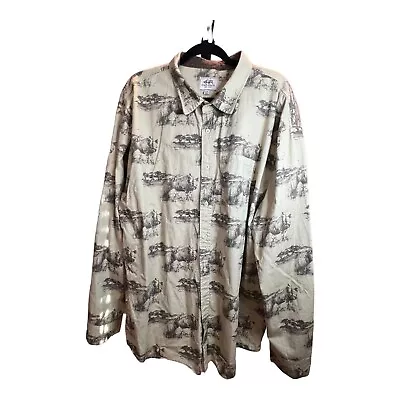 Ecko Unltd. Mens Long Sleeve Skinny Rhino Button Up Khaki Safari Shirt 3XL • $25.99