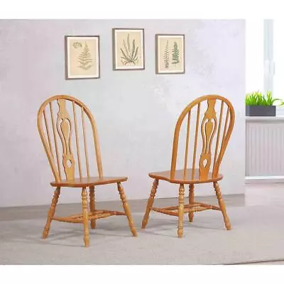 Sunset Trading Oak Selections Keyhole Windsor Dining Side Chairs • $390.81