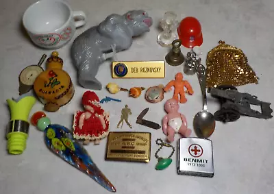 Vtg Junk Drawer Lot Cup Toys Mesh Purse Art Glass Barlow Tape  Buckle Brass Bell • $14.87