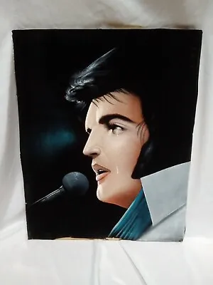 Vtg Elvis Presley Crying Painting On Black Velvet 16 X 20 • $115