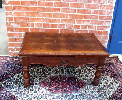 French Antique Oak Renaissance Draw Leaf Coffee Table • $1250