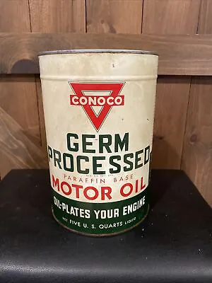 $65.50 • Buy Conoco Germ Processed Motor Oil 5 Quart Metal Can Rare