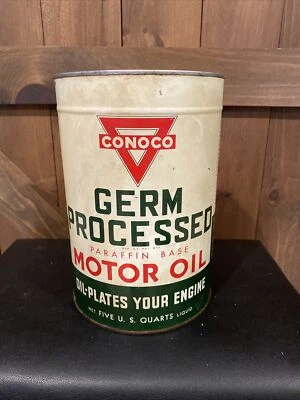 $65.50 • Buy Conoco Germ Processed Motor Oil 5 Quart Metal Can Rare