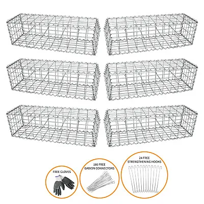 Gabion Baskets Cages Mesh Wire Stone Planter Garden / 100 X 30 X 30cm / 6 Pack • £154.99