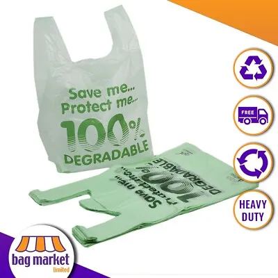 100 X Heavy Duty Oxo-Biodegradable Large Plastic Carrier Bags - 11  X 17  X 21  • £6.99