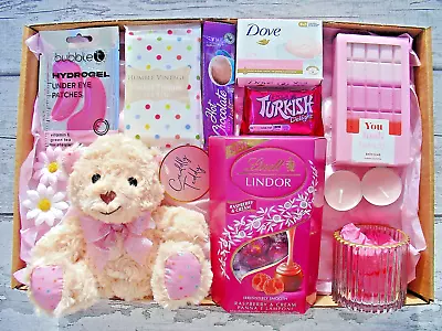 Womens Gift Hamper For Her Birthday Pamper Spa Box Lindt Chocolates Teddy Friend • £29.99