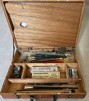 VINTAGE ARTISTS Wood Anco Bilt BOX Painters Draw Color Art W/ Accessories • $79.99