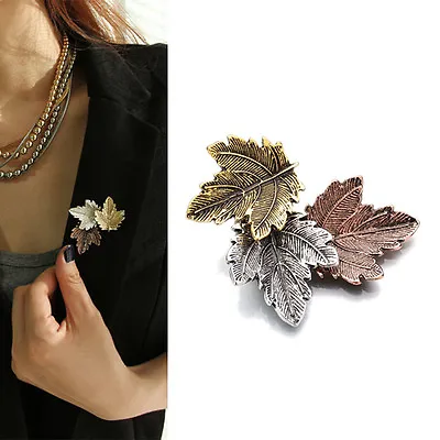 Women'sVintage Maple Leaf Brooch Gold Silver Plated Brooches Pins Dance .$z • $1.47