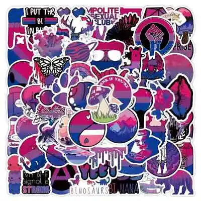 50 LGBT Bisexual Pride LGBTQ Purple Blue Pink Bi Waterproof Vinyl Decal Stickers • £5.99
