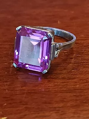 925 STERLING SILVER Sz 9 LAB CREATED COLOR-CHANGE SAPPHIRE Purple Ring • £38