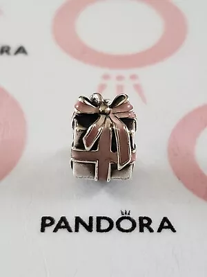 Genuine Pandora Silver Present With 🎀 Pink Ribbon 🎀 Enamel Charm 925 ALE • £12
