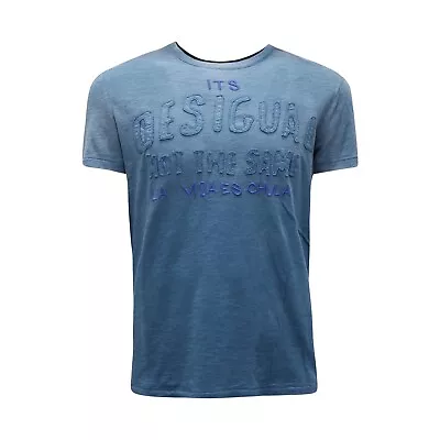 5223AT Maglia Uomo DESIGUAL Man T-shirt Delavè Blue • $132