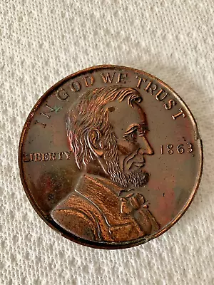 Fake 3  Diameter Penny.  Paperweight.  Novelty Item.  Pre-owned. • $7.99