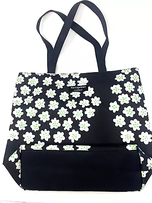 Marimekko For Clinique Tote Bag Black White Green Floral Flowers White Lining • $16.99