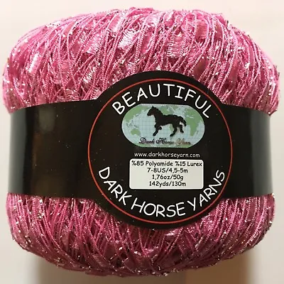 Princess Glitz Ladder Ribbon Yarn Dark Horse Beautiful B102 Pink Silver Metallic • $5.95