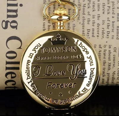 £8.99 • Buy Stunning To My Son I Love You Pocket Watch On A Chain - UK SELLER Peaky Blinders