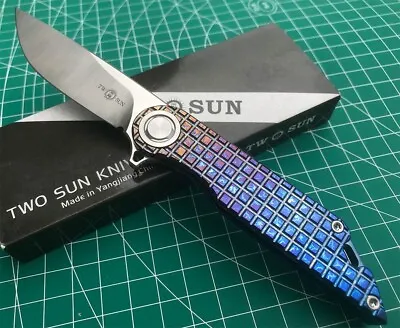 TWO SUN FOLDING KNIFE TC4 TITANIUM HANDLE M390 PLAIN EDGE TS308-Color • $68
