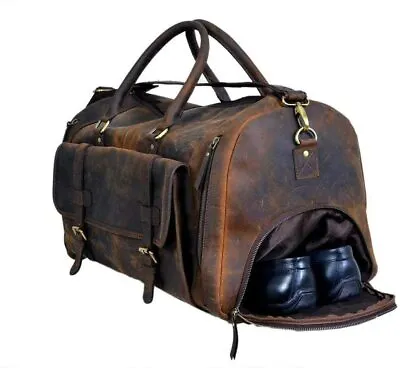 22' Vintage Crafts Genuine Leather Duffel Overnight Travel Weekend Sports Bag2 • $166.27