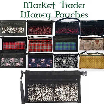 4 Pocket Market Stall Trader Money Belt Pouch Adjustable Tartan Satin Lace • £9.99