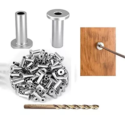50 Stainless Steel Cable Railings Kit Protector Sleeves For 1/8  Wood Metal Post • $31.46