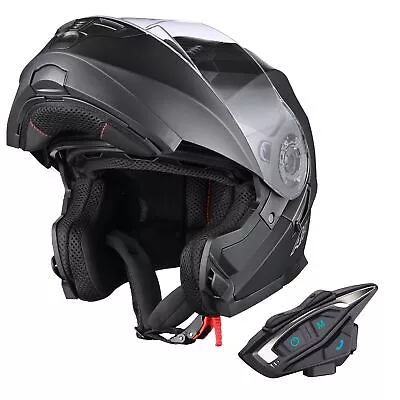 AHR DOT Motorcycle Helmet Bluetooth 5.2 Headset Intercom Flip Up Full Face XL • $131.31