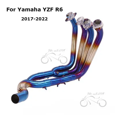 For Yamaha YZF R6 2017-2022 Modified Exhaust Front Header Link Pipe Blue 45mm • $319.52