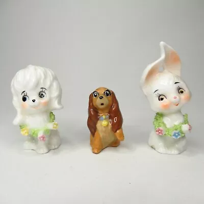 Animal Figurines Porcelain Dog Rabbit Random Lot Of 3 • $14.99