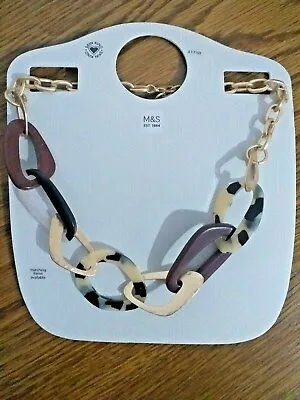 £5.99 • Buy M&S Marks And Spencer’s Statement Resin Link Brown Dangle Charms Necklace