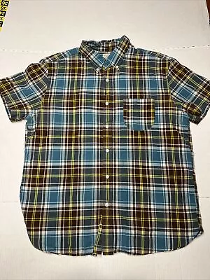 J Crew Indian Madras Woven Button Down Shirt Men’s XL Plaid Check  • $18