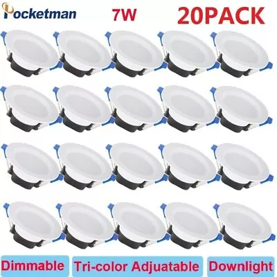 £17.99 • Buy 20PC 7W 3-Color LED Dimmable Recessed Downlight Ceiling Panel Light UK