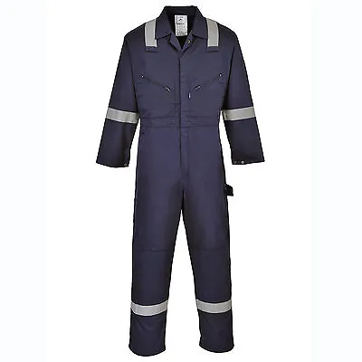 Mens Work Coverall Overall Boilersuit HI VIS Tape Knee Pad Pockets Portwest F813 • £33.99