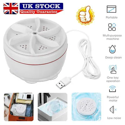 £7.95 • Buy USB Mini Washing Machine Portable Ultrasonic Turbine Laundry Washer Travel Home