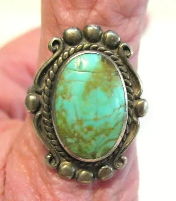 Vintage Sterling Silver Turquoise Southwest Ring Size 7.75   7.2 Grams • $150