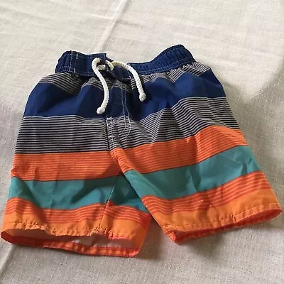 Quad Evett Toddler Boys Swim Trunks Shorts Size 3T Blue Orange Black Stripe  • $9.99