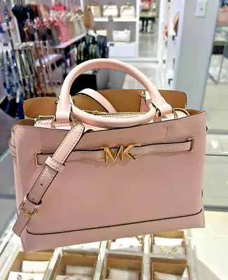 Michael Kors Reed Large Leather Belted Satchel Crossbody Handbag - Powder Blush • $159