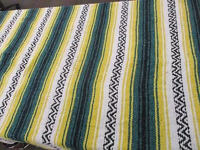 £20 • Buy Mexican Blanket, Throw, Rug, Yellow Green, Woven Stripes, Picnic, Festival