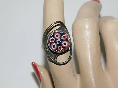 British Vintage Silver Caithness Jewellery Millefiori Glass Sz 7 Ring Cb34 • $164.99